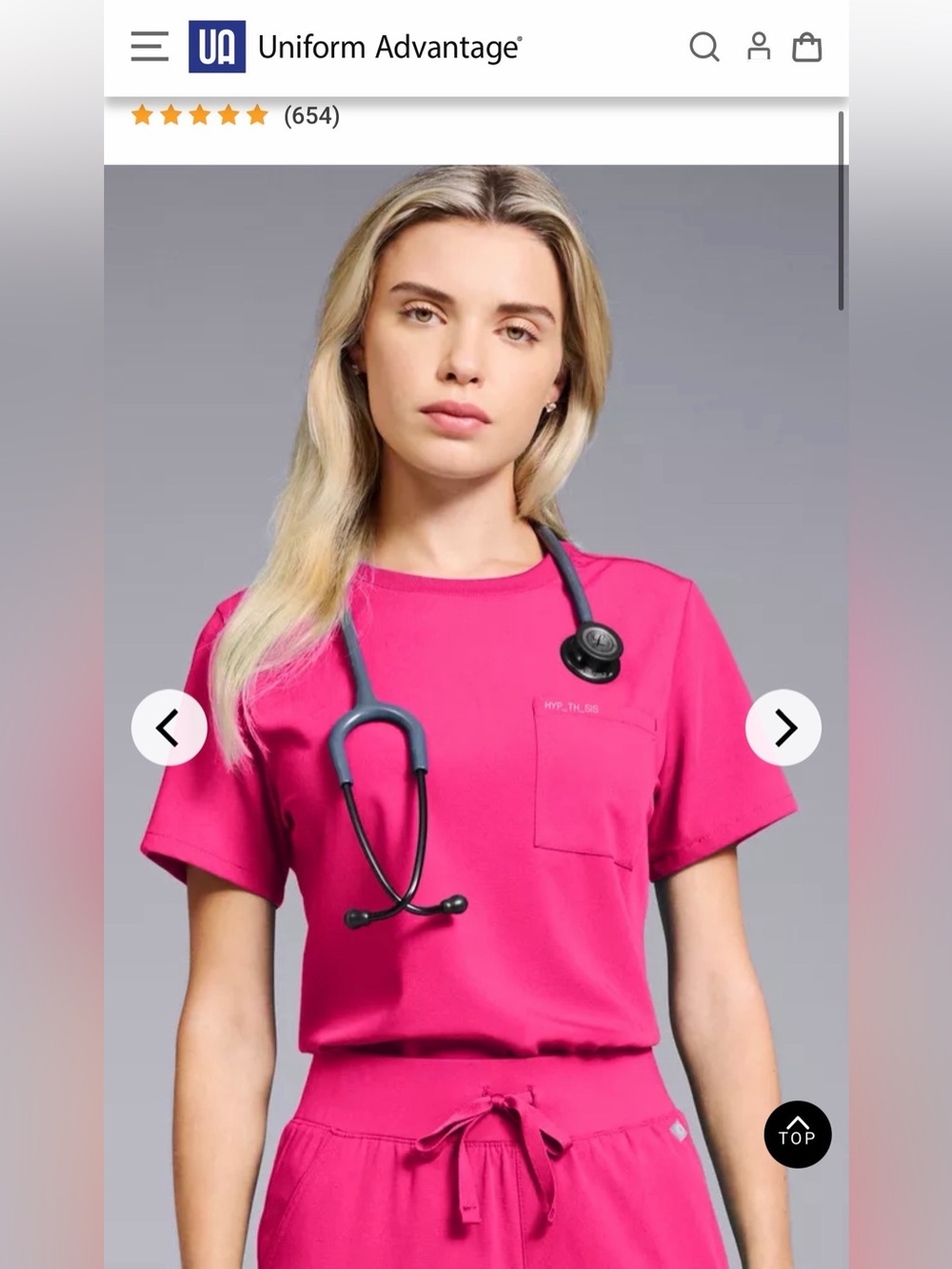 HYPOTHESIS Uniform Advantage Pink Scrub Set
Top: Small
Bottom: Medium